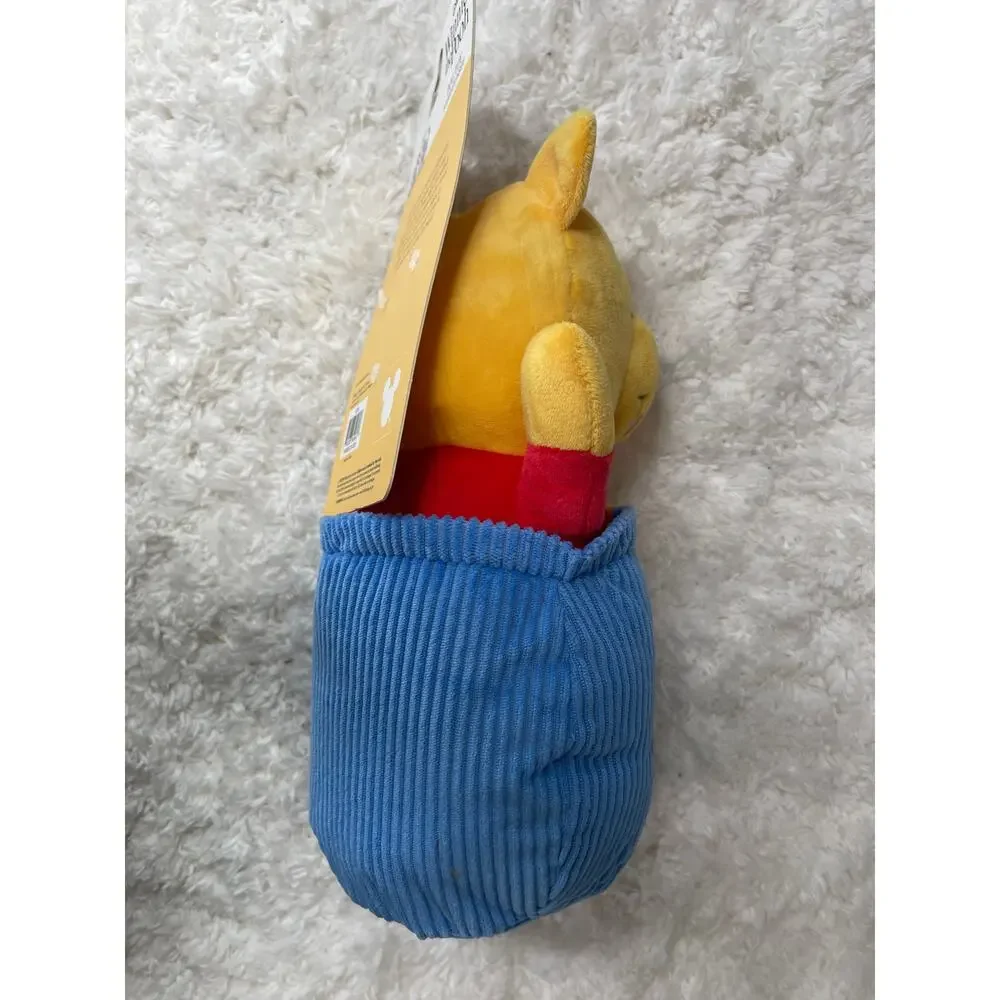 Disney Winnie the Pooh Dog Squeaky Toy Honey Pot Plush Squeaker Yellow Blue NEW
